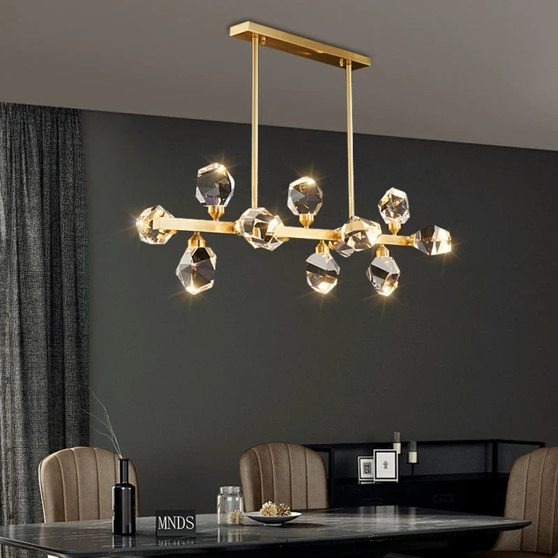 Moderne luksuriøs diamantkrystal LED messing lysekrone