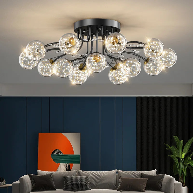 Moderne og elegant LED-glasboblelysekrone