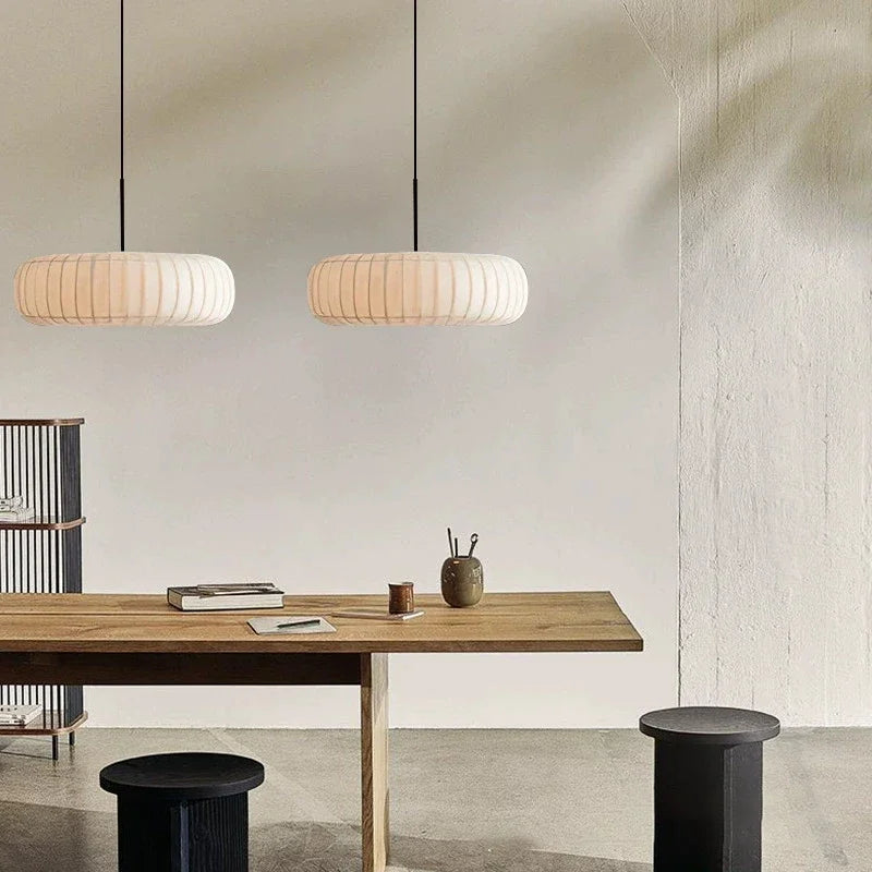 Nordisk enkel wabi sabi silke LED loftslampe