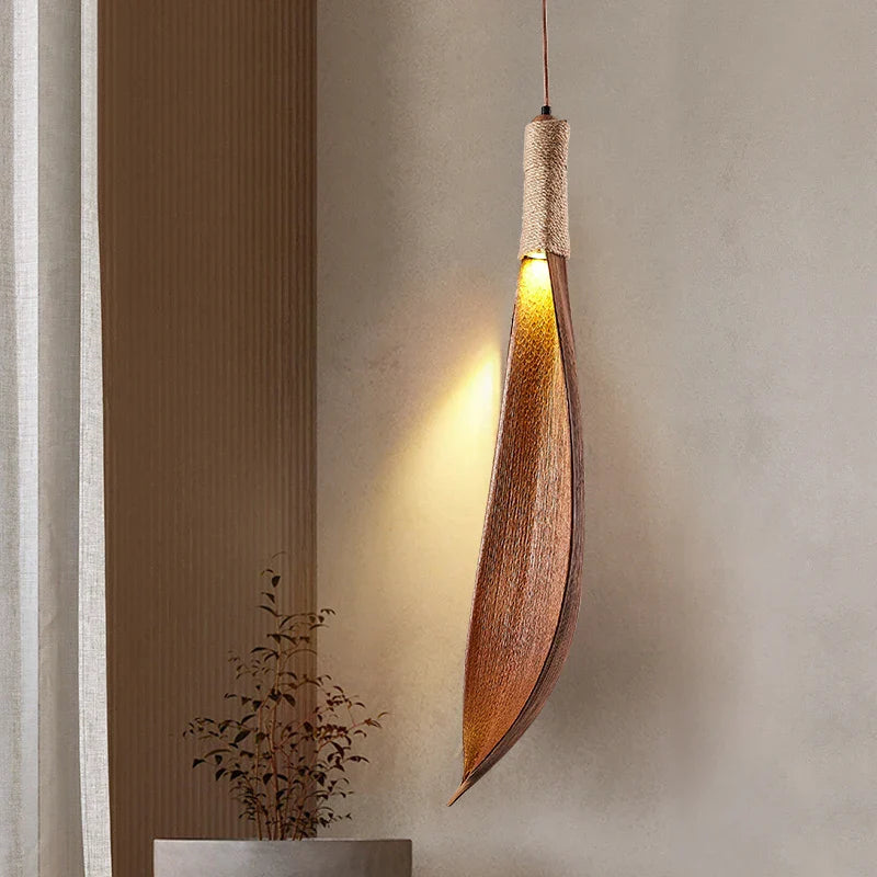 Lysekrone til japansk stue Wabi-sabi Retro kunst homestay naturligt blad LED-lys Restaurant personlighed tøjbutik