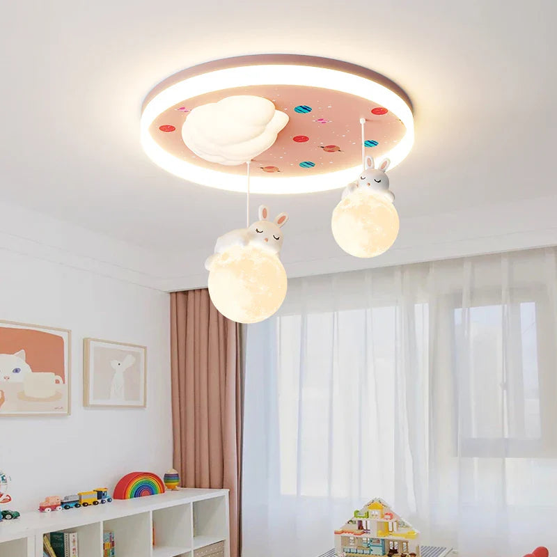 LED-loftlampe til børn med bjørne- og kaninmotiv