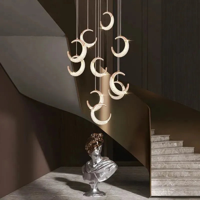 LED-lysekrone, månedesign, pendel