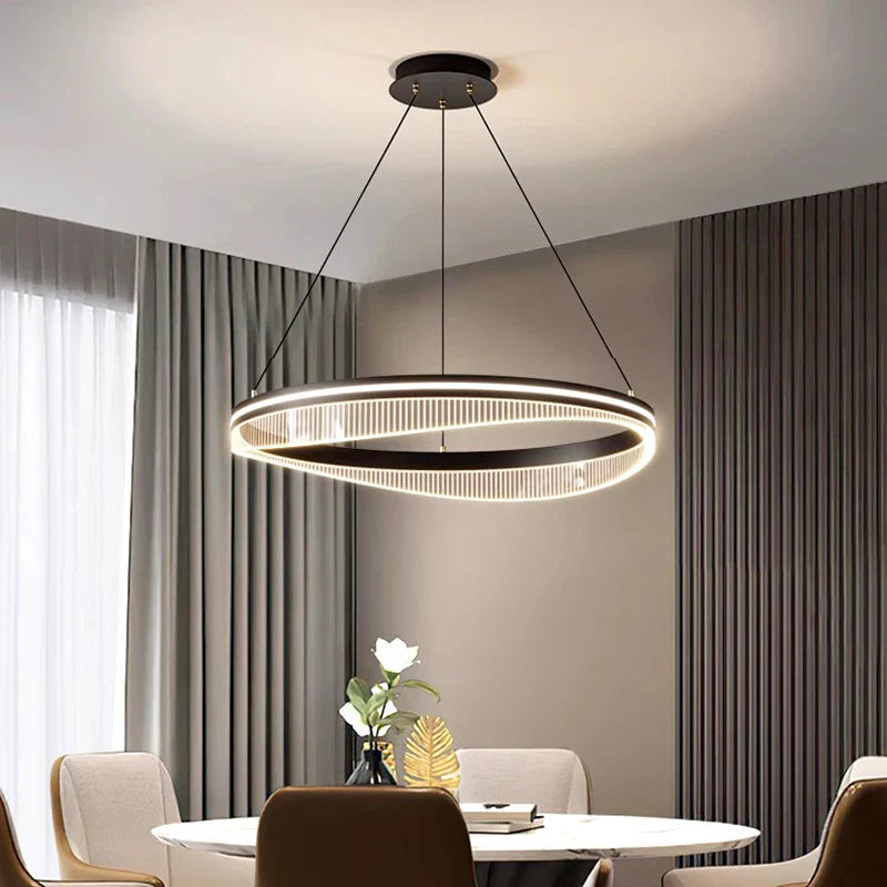 Moderne sort rund LED-loftlampe til stuebelysning