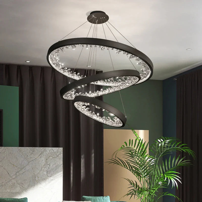 Moderne krystallysekrone med LED-belysning til villa