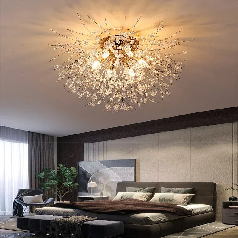 Rund mælkebøtte-loftlampe i nordisk krystal med moderne kreativt design