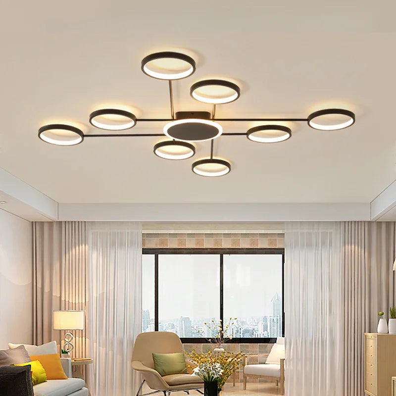 Moderne LED lysekrone indretningsdesign med fjernbetjening pendelarmatur
