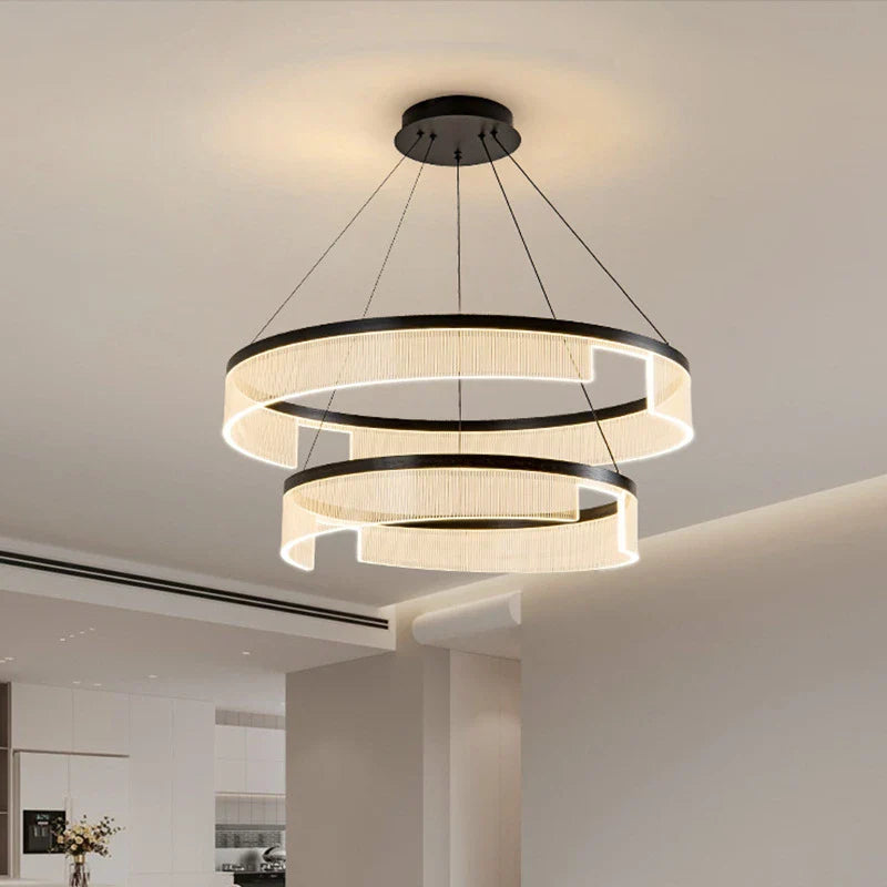 Moderne, rund LED-lysekrone