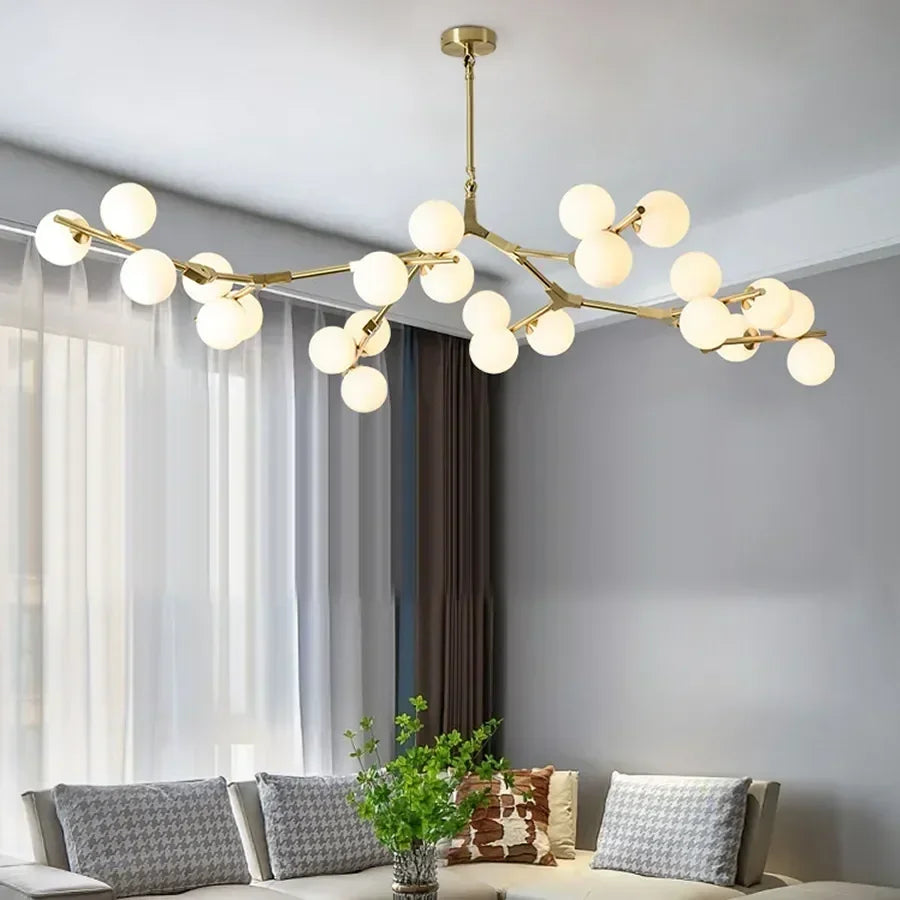 Moderne glaskrone med hængende LED-grene