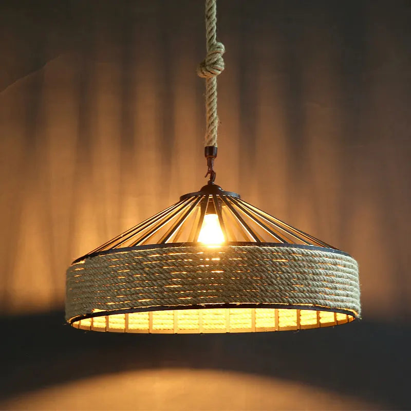 Loftlampe kreativ, fremstillet af jerntov, amerikansk industriel stil – ideel som restaurantlampe, barlampe, cafélampe, spisestuelampe, pendel.