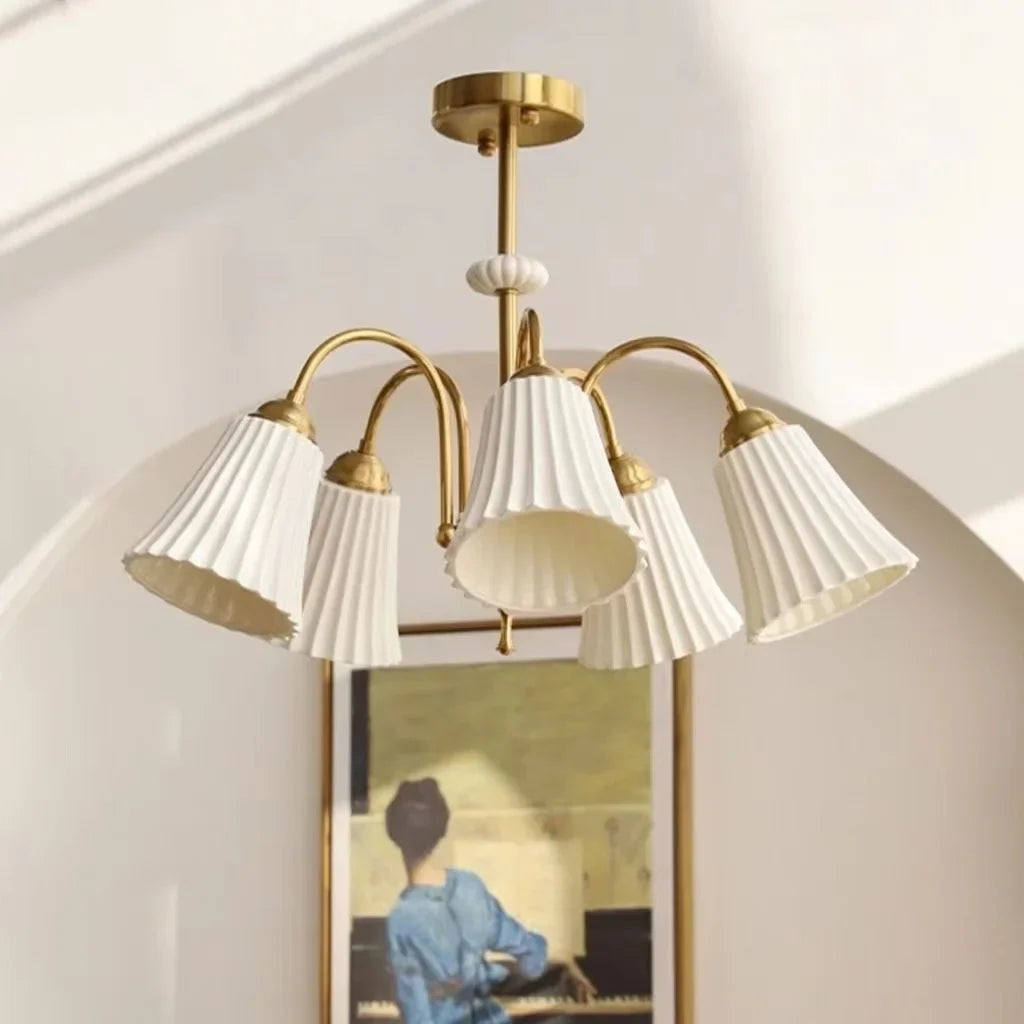 Fransk retroloftlampe i keramik og kobber i amerikansk design