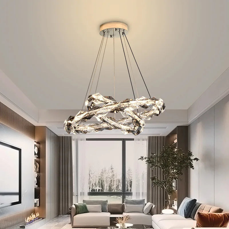 Luksuriøs dekorativ moderne LED-krystallysekrone