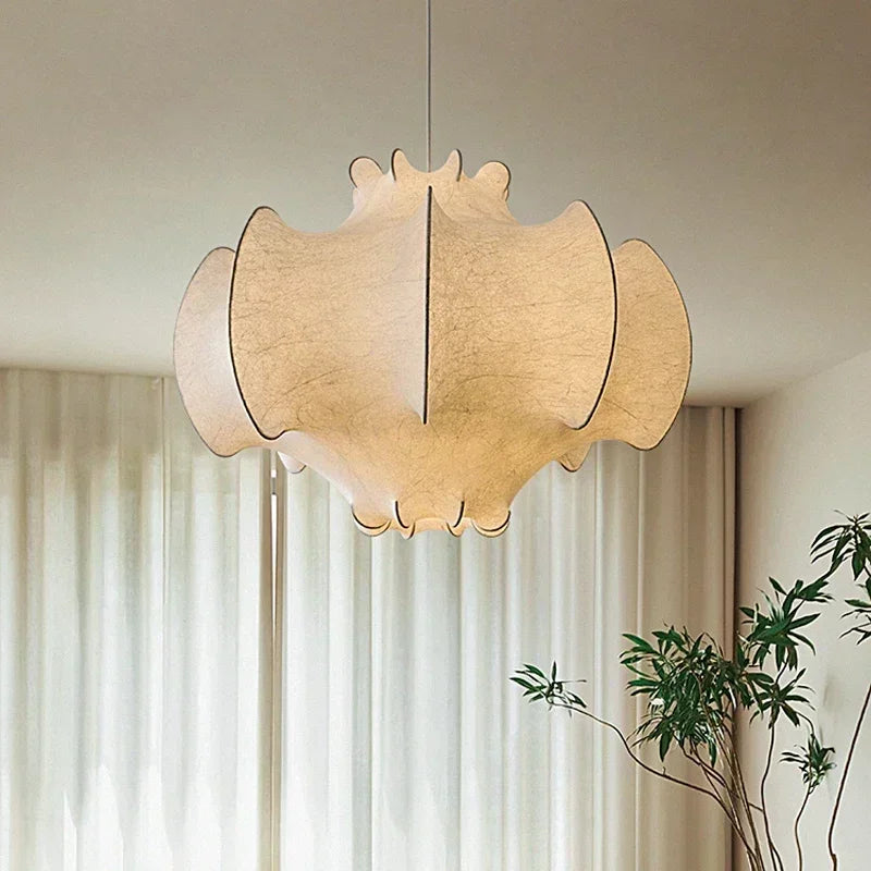Nordisk wabi-sabi japansk silke LED-loftlampe til indendørs brug