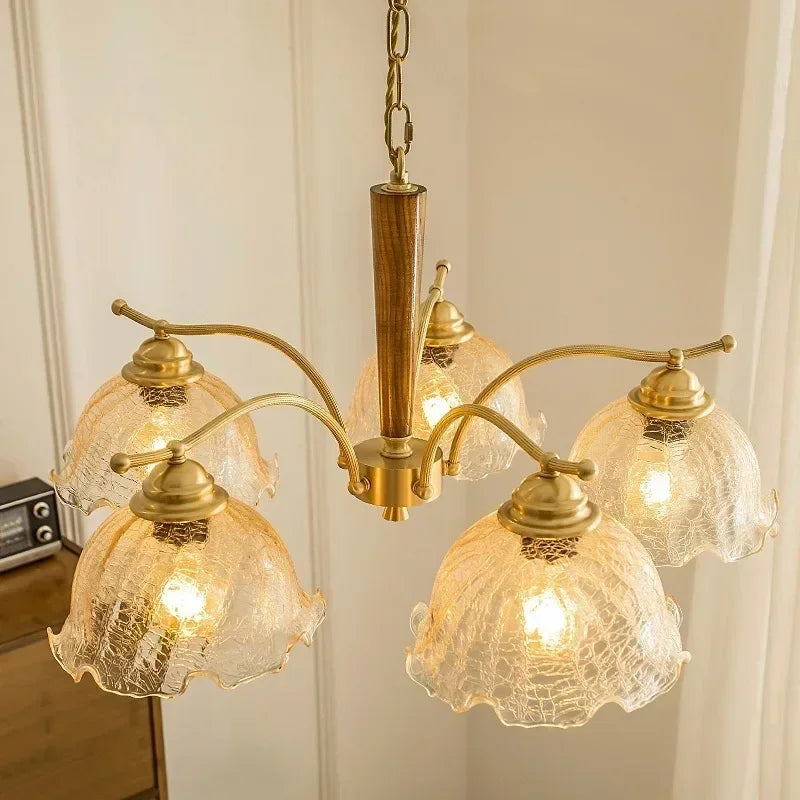 Nordisk retro pendel plisseret stofskærm dekorativ lampe
