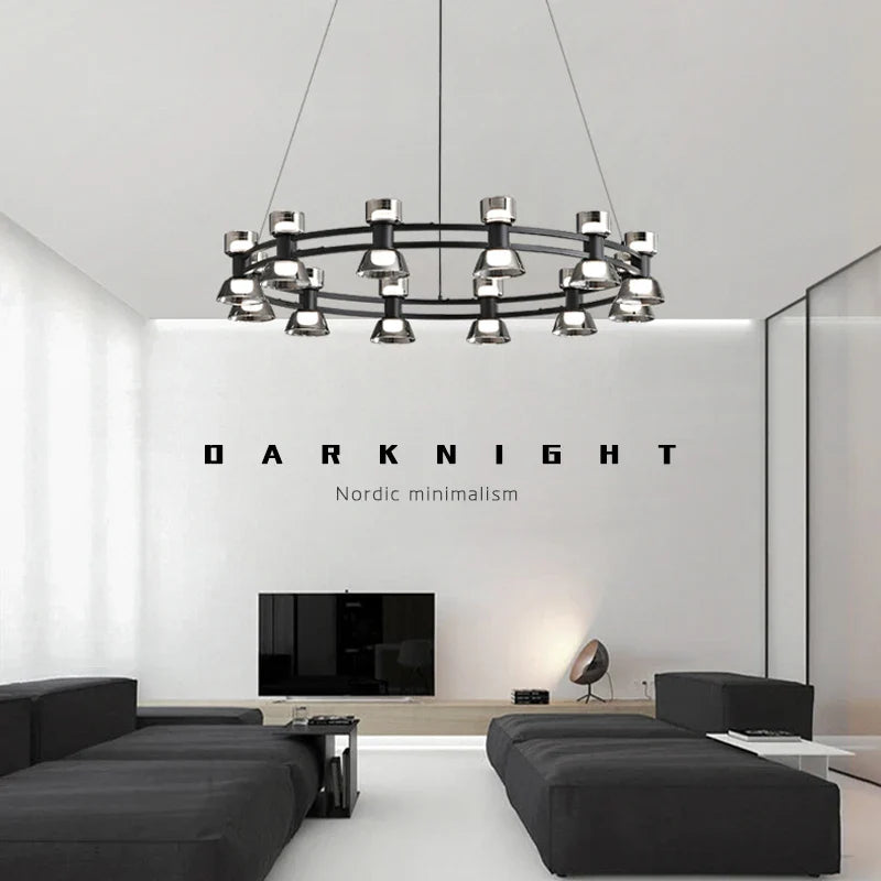 Kreativ pendellampe i kobber og glas i let, moderne design