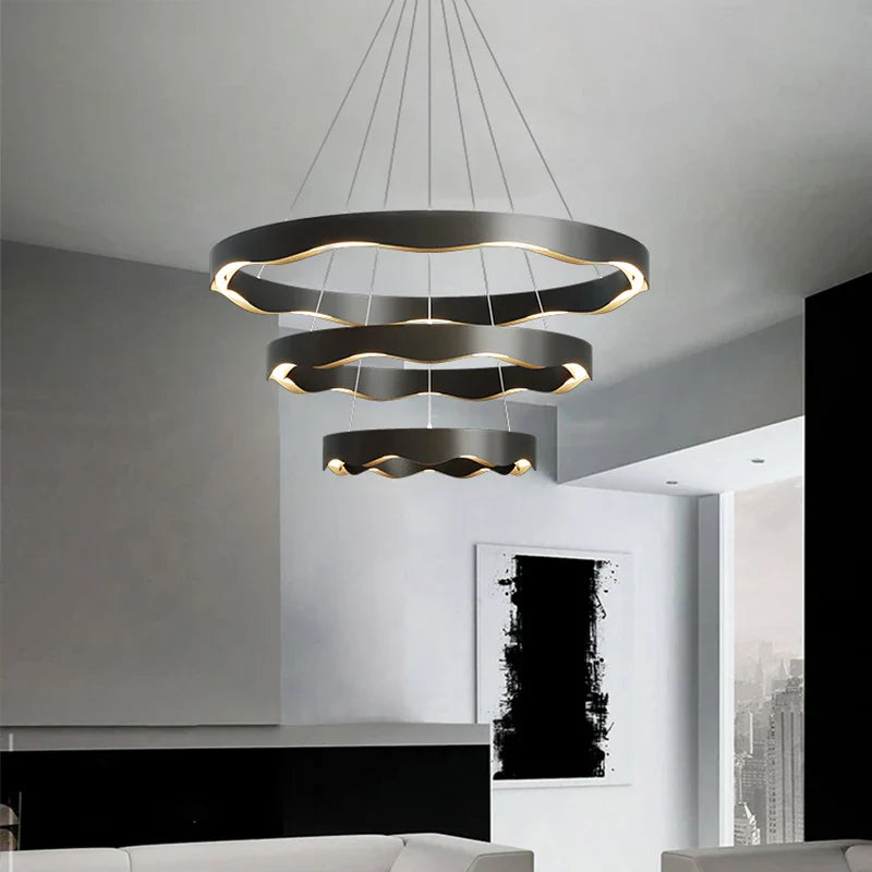 Kreativ nordisk LED-lysekrone, minimalistisk, moderne, rund
