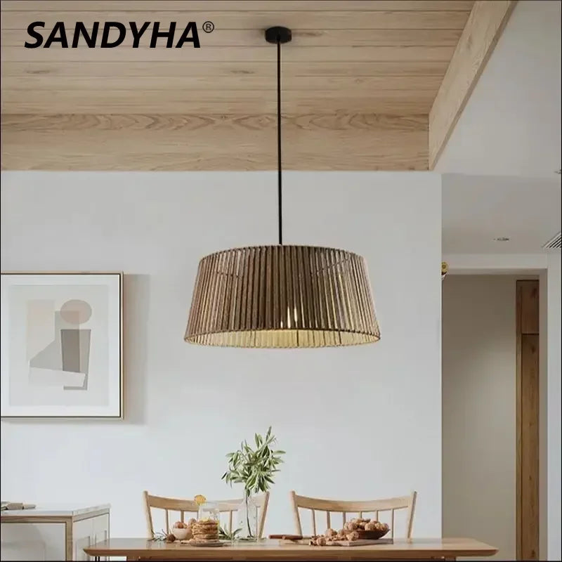 Sandyha nordisk lysekrone vævet reb LED-hængelamper