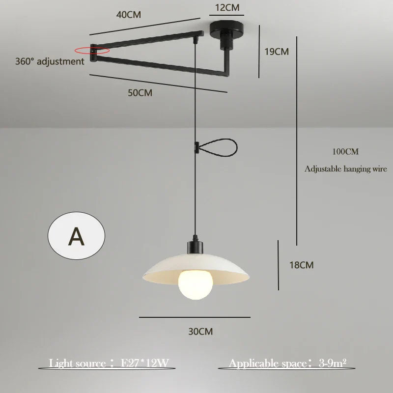 Moderne roterende lysekrone i et strømlinet design