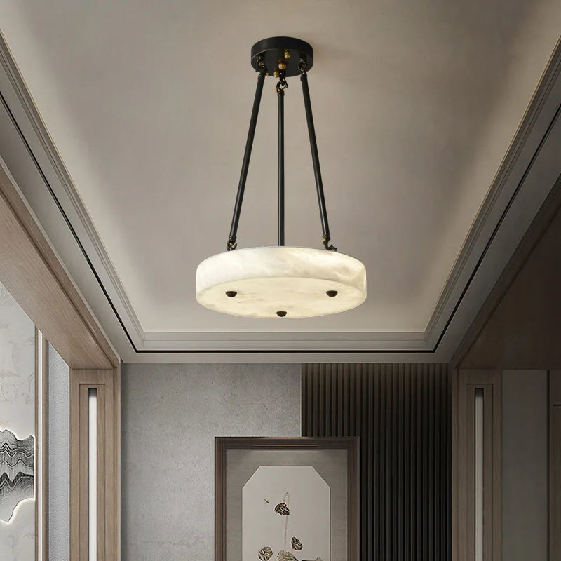 Moderne minimalistisk retro LED lysekrone i marmor og kobber