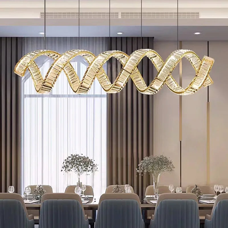 Moderne krystal-spiraldesign pendellampe