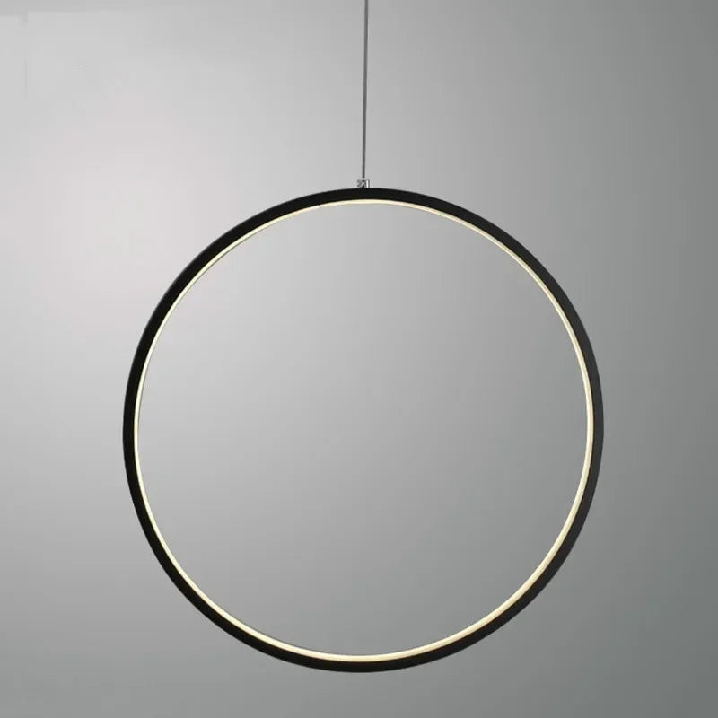 Minimalistiske LED-pendler, ringlys, rund cirkel, lysekrone, hjem til stuen, indendørs belysning, sort lysekrone, armaturer