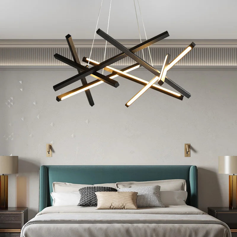 Minimalistisk lysekrone, geometrisk design, kreativ og luksuriøs