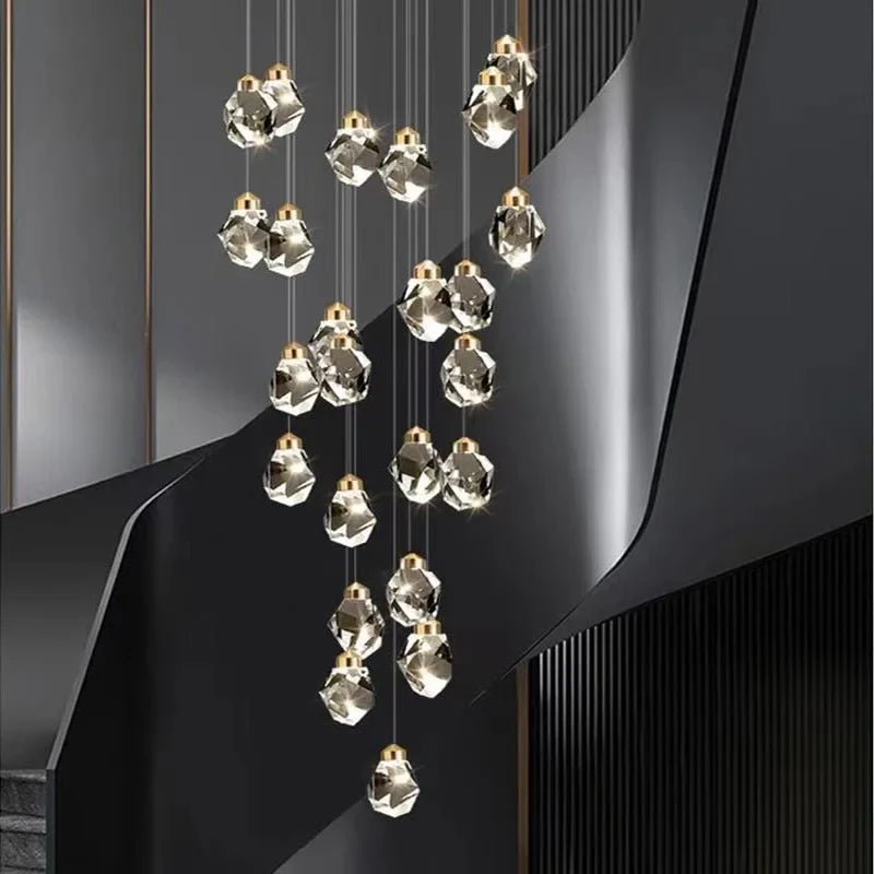 Moderne og elegant LED-krystallysekrone i kobberdesign
