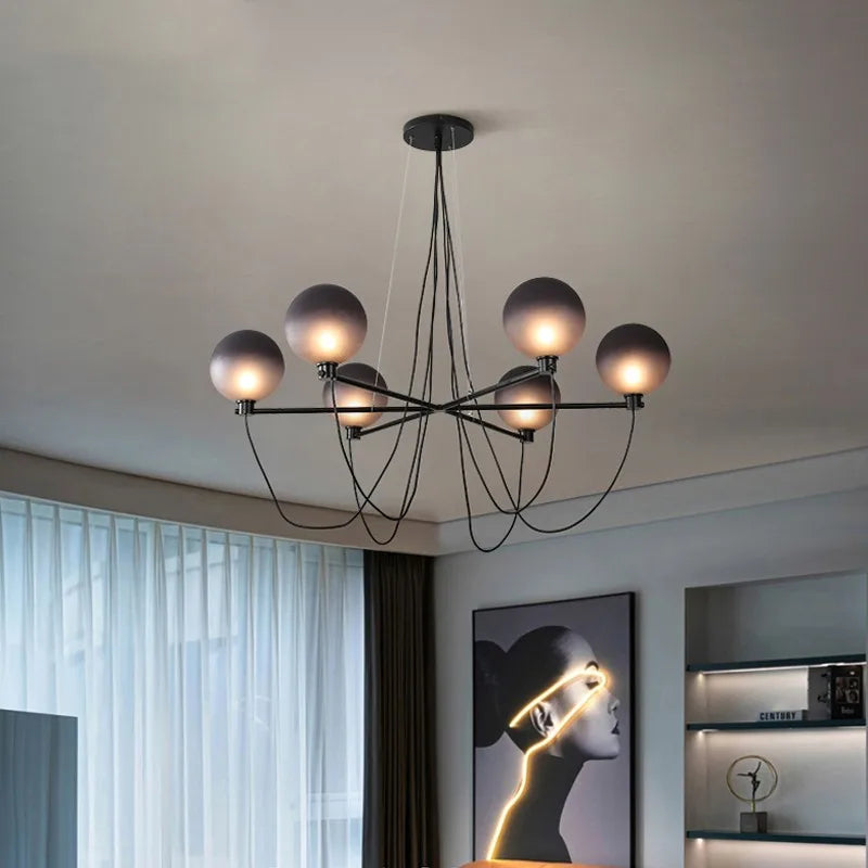 Nordisk glaskugle-lampe i retro industriel stil