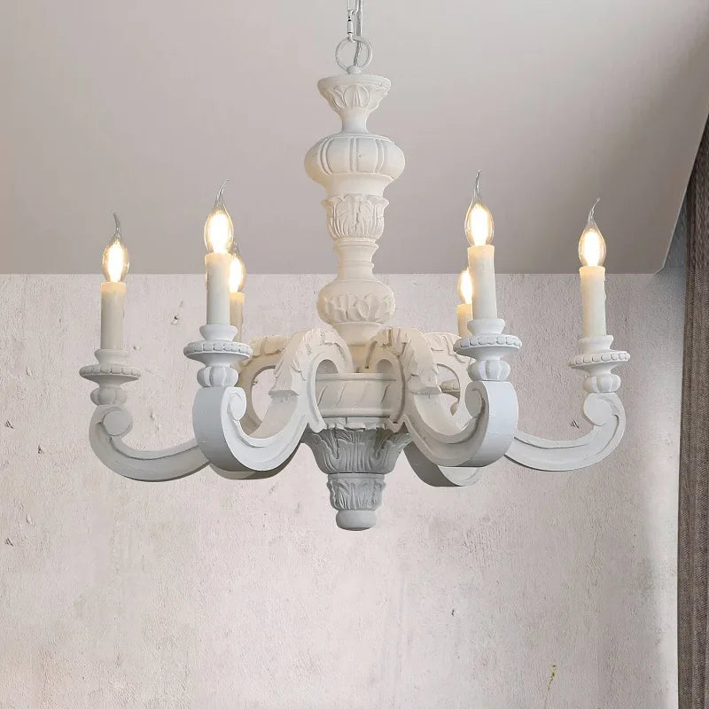 Elegant retro lysekrone af udskåret træ og Murano-glas