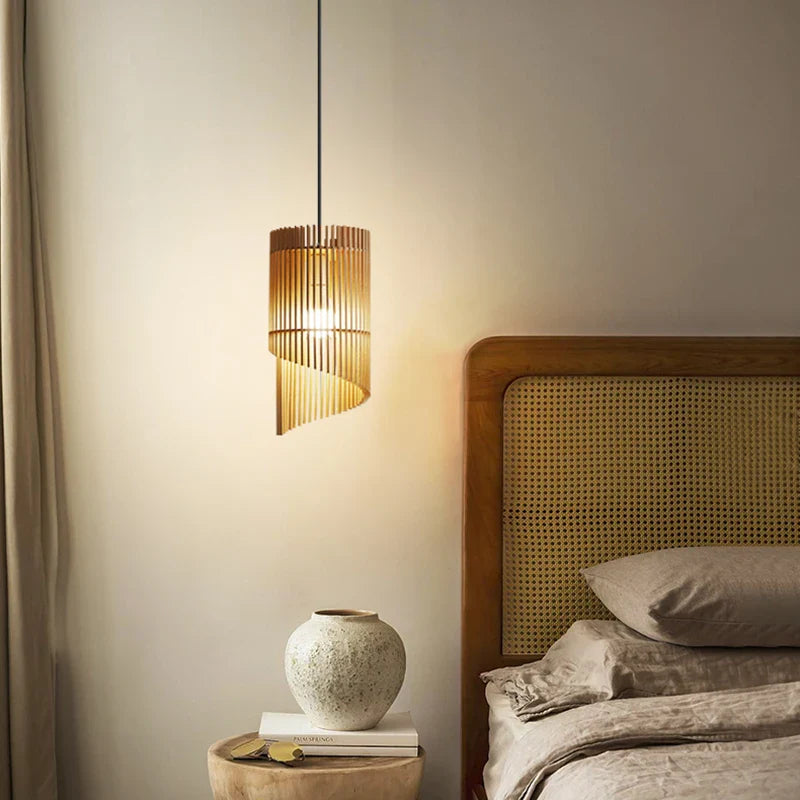 Wabi-sabi træpendel med LED-belysning