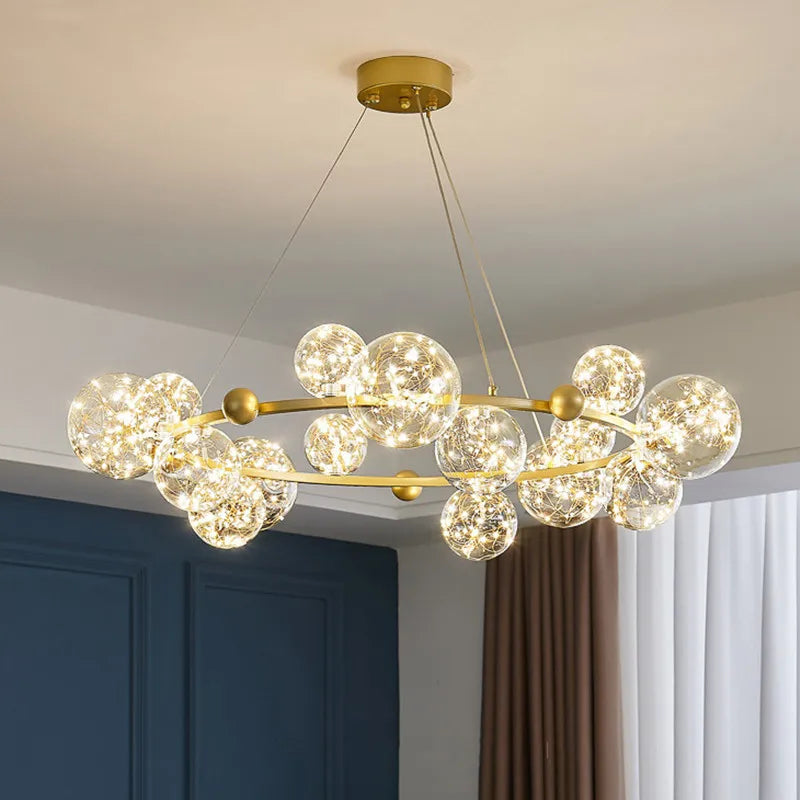 nordisk loftslampe med LED stjernehimmel og glaskugle (dæmpbar)