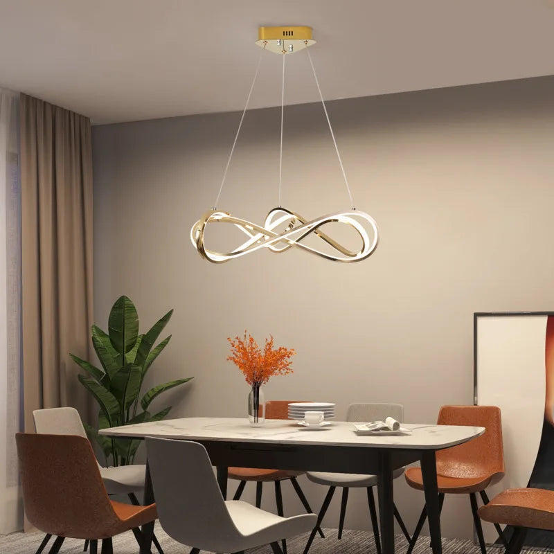 Moderne LED-lysekrone med fjernbetjening elegant og buet design