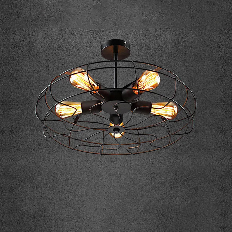 Loft retro loftslampe ventilator lysekrone
