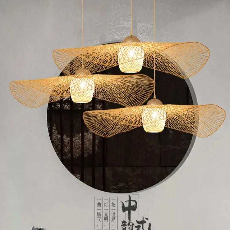 Flettet bambuslampe i japansk stil til moderne indretning