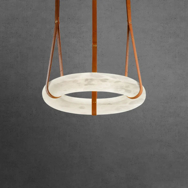 Luksuriøs rund pendellampe i LED-marmor