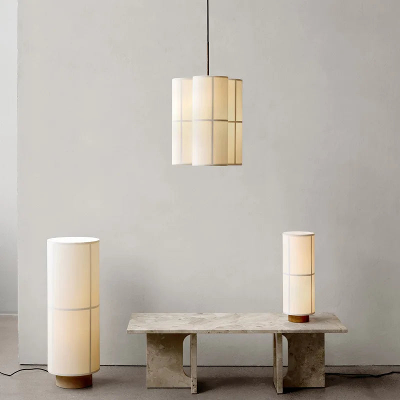 minimalistisk vintage lysekrone stofskærm pendel designer hashira