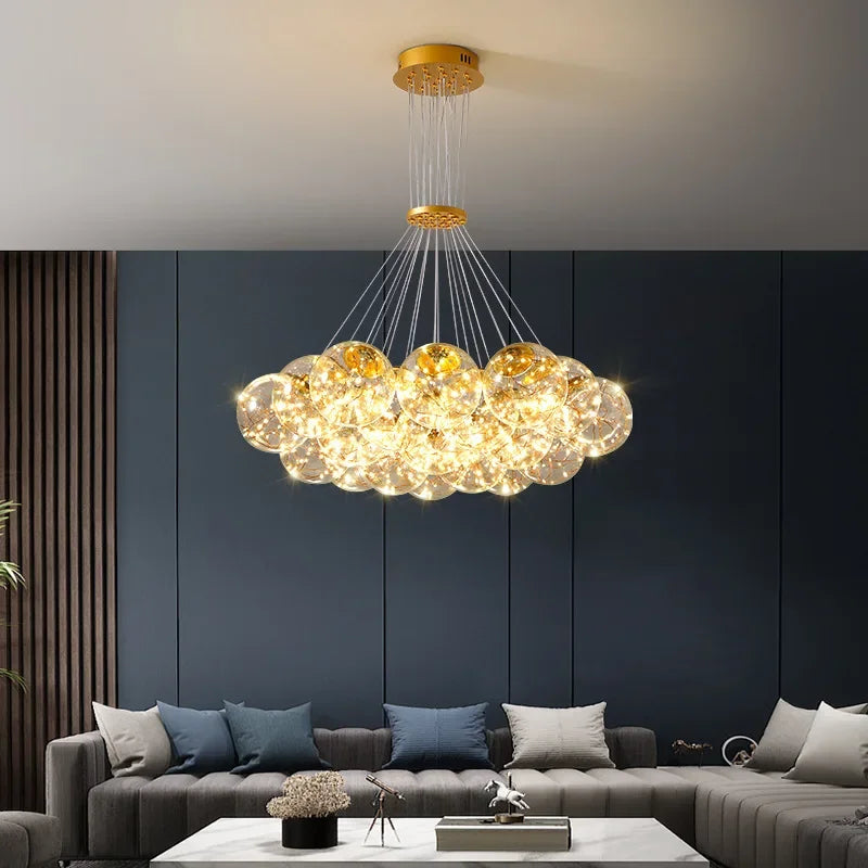 Nordisk røget glas LED-lysekrone til indretning