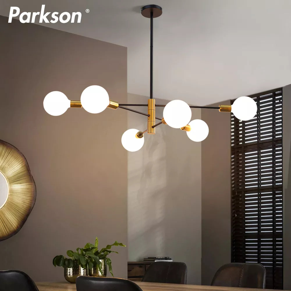 Moderne nordisk Sputnik sort LED lysekrone belysning indendørs inventar til soveværelse stue spisestue boligindretning loftslampe