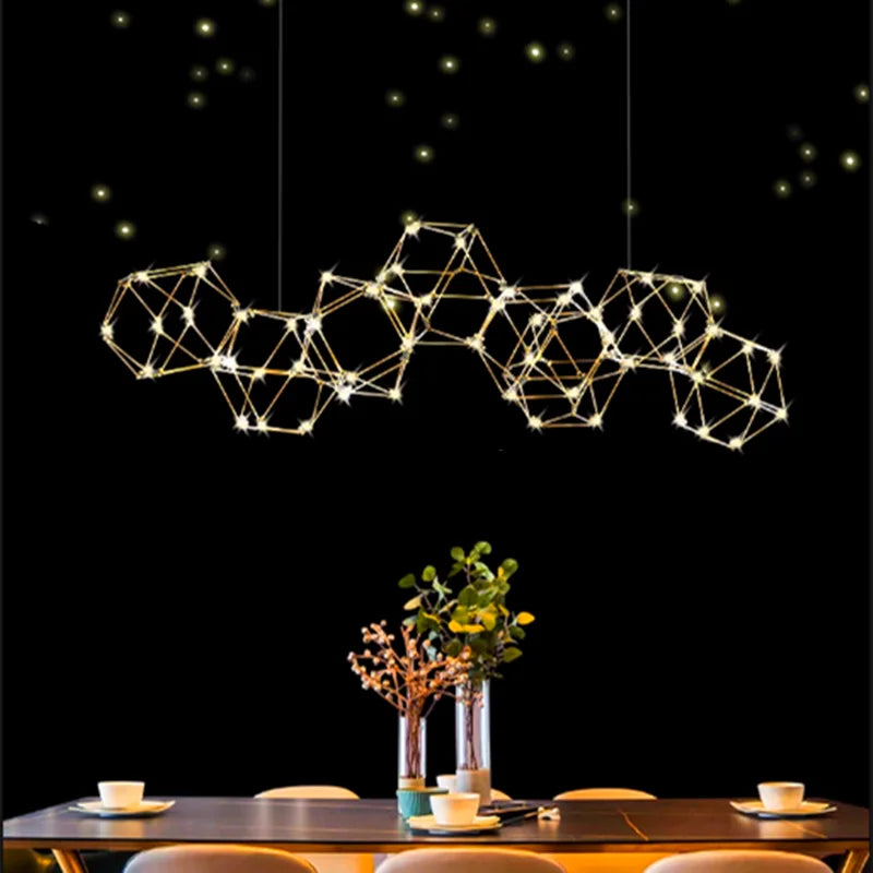 Polygonal luciem lysekrone nordisk design i rustfrit stål