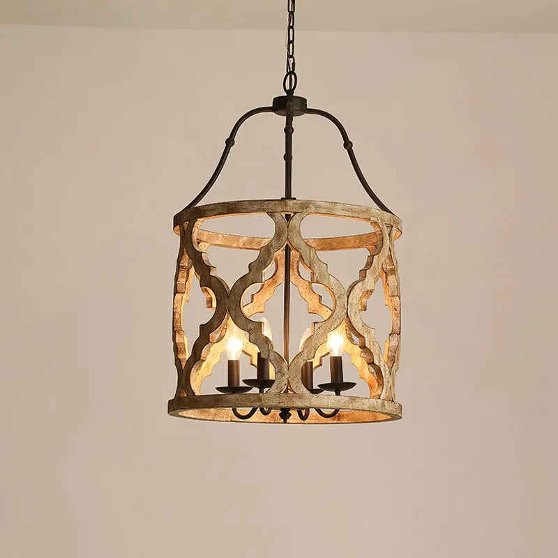 Rustik kreativ træ-loftlampe