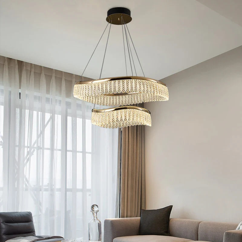 Minimalistisk LED-lysekrone i nordisk krystalstil