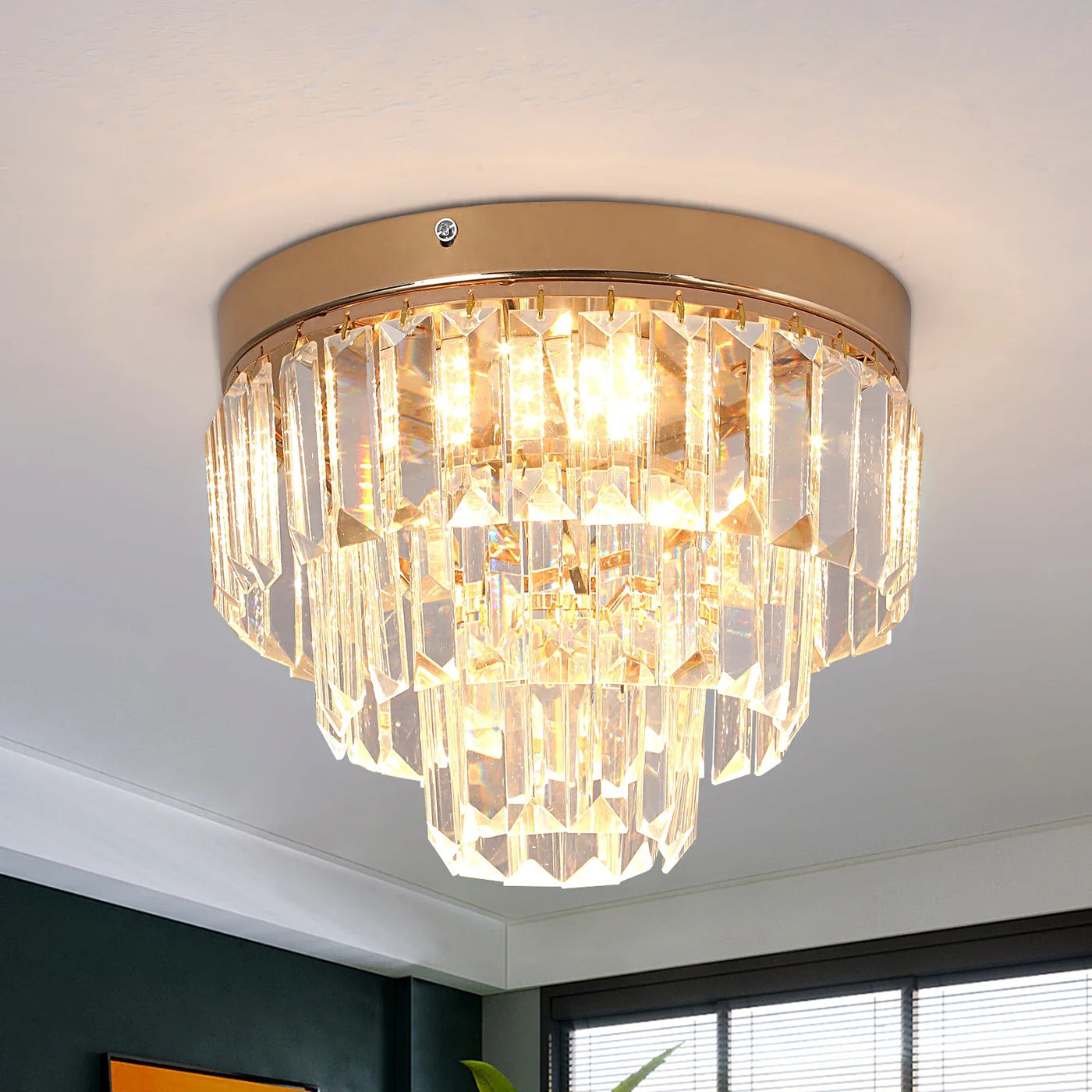 Elegant moderne krystallysekrone.