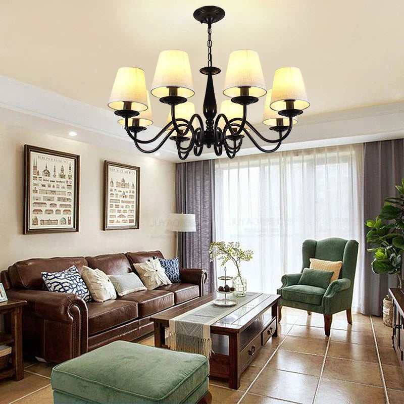 Elegant moderne lysekrone i sort jern