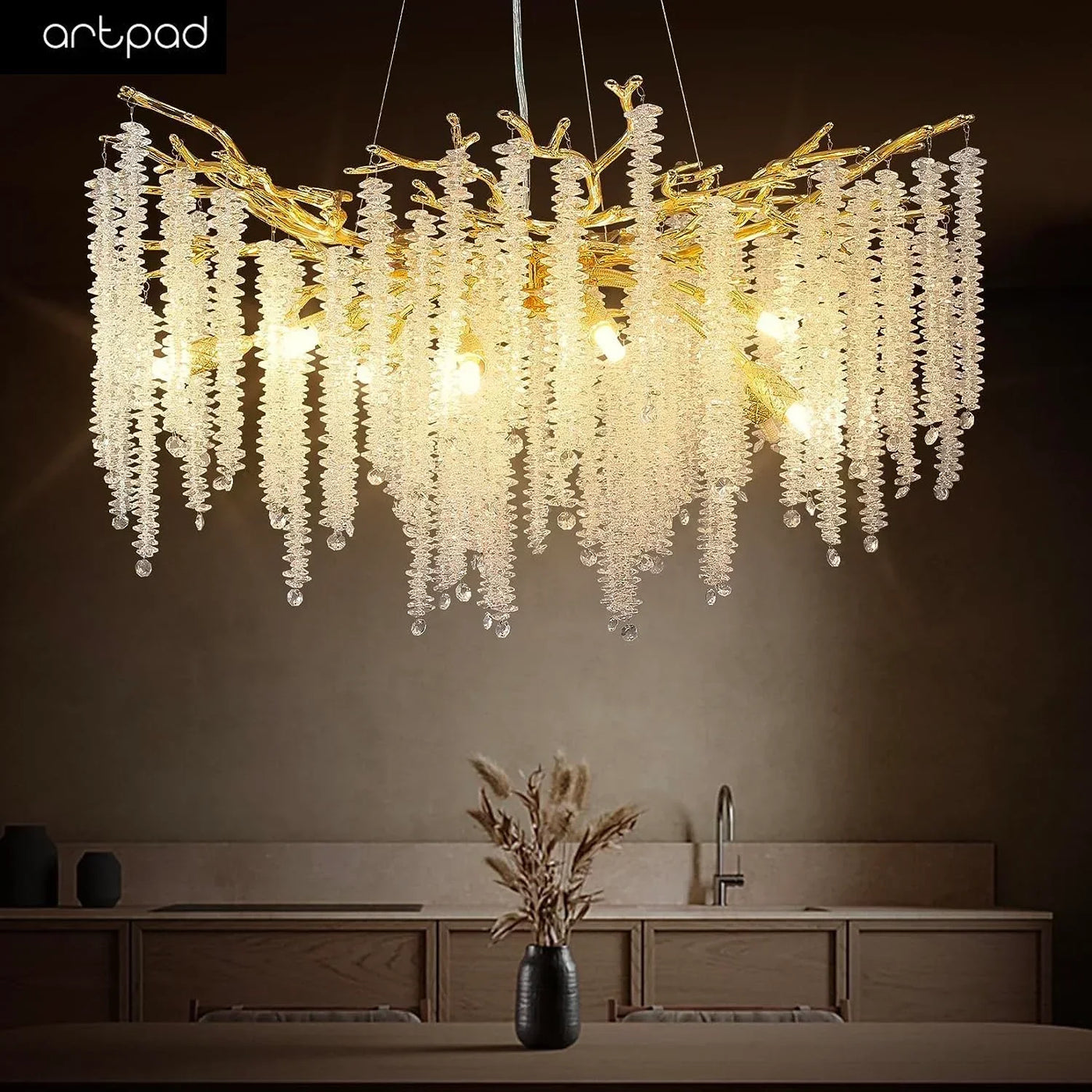 Elegant Transparent Moderne Krystallysekrone