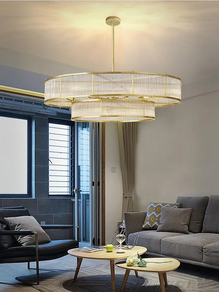 Rund krystallysekrone i retrodesign til indretning
