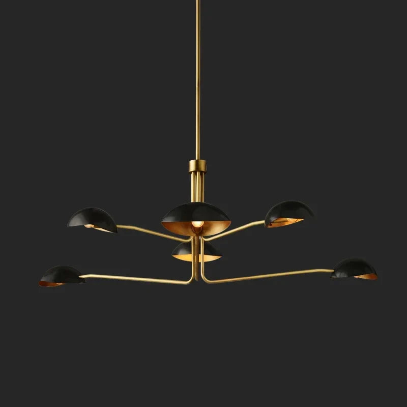 Retro kobberkrystal lysekrone kreativ langarmet lampe industrielt design