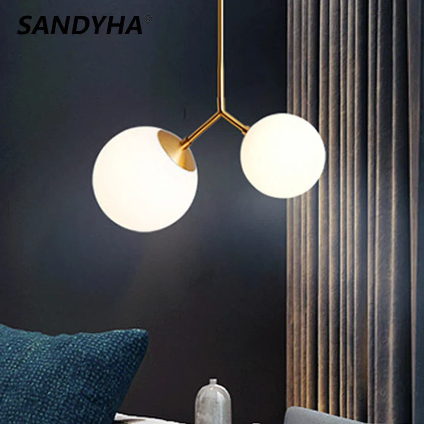 Sandyha enkel moderne lysekrone med 2 LED-kugler