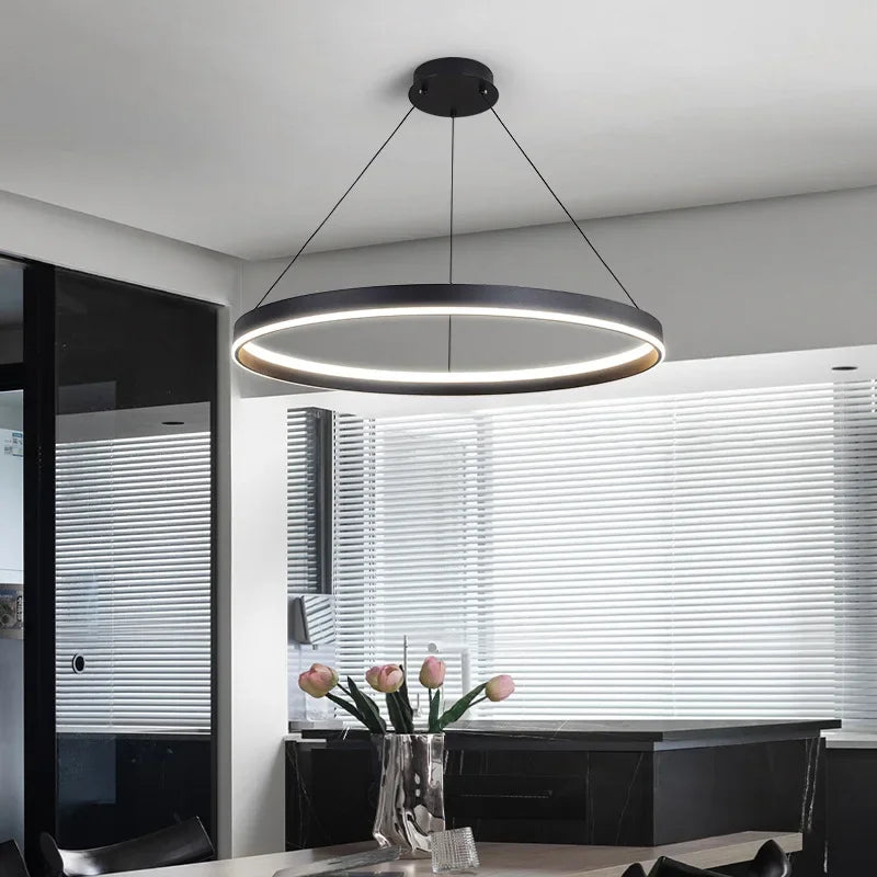 Moderne minimalistisk LED-lysekrone, rund ring, dekorativ pendel