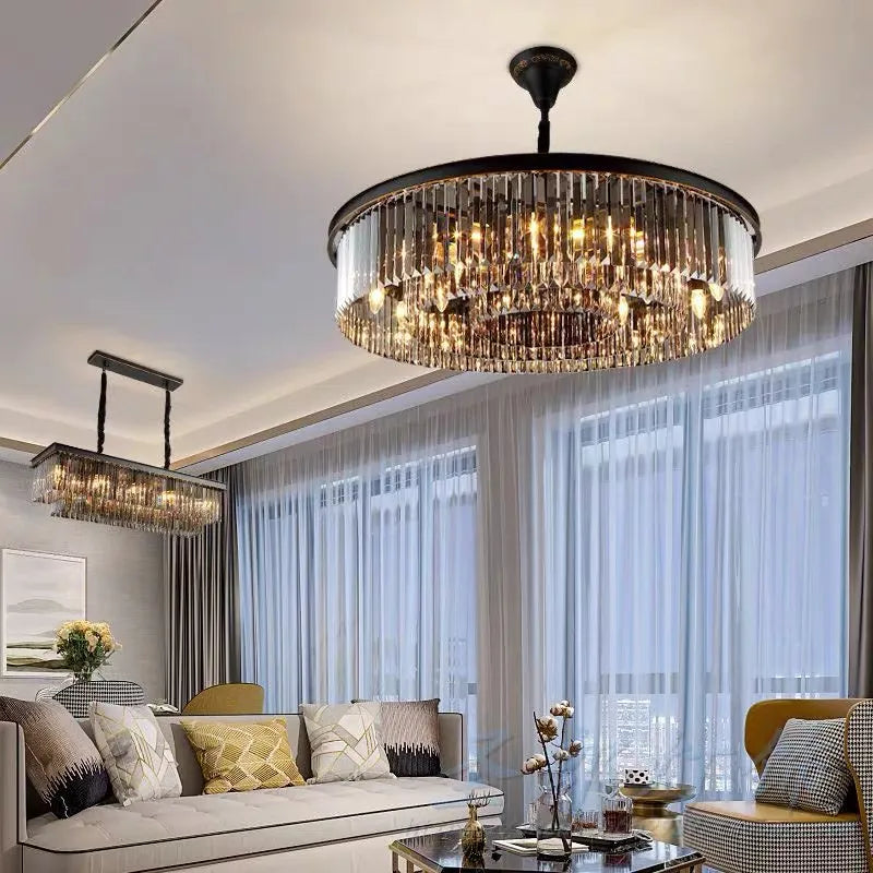 Moderne amerikansk LED krystallysekrone Stue Spisestue Villa Pendel Soveværelse Loftslampe Hjemmeindretning Lysekrone