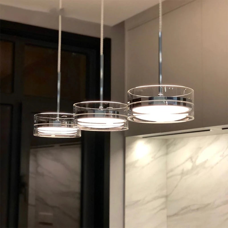 Justerbar LED-ophængslampe i krom, moderne design, akryl