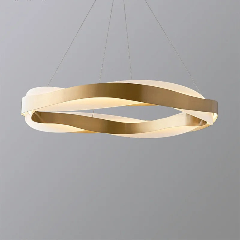 Moderne designlampe med gylden ring nordisk indendørsbelysning pendel
